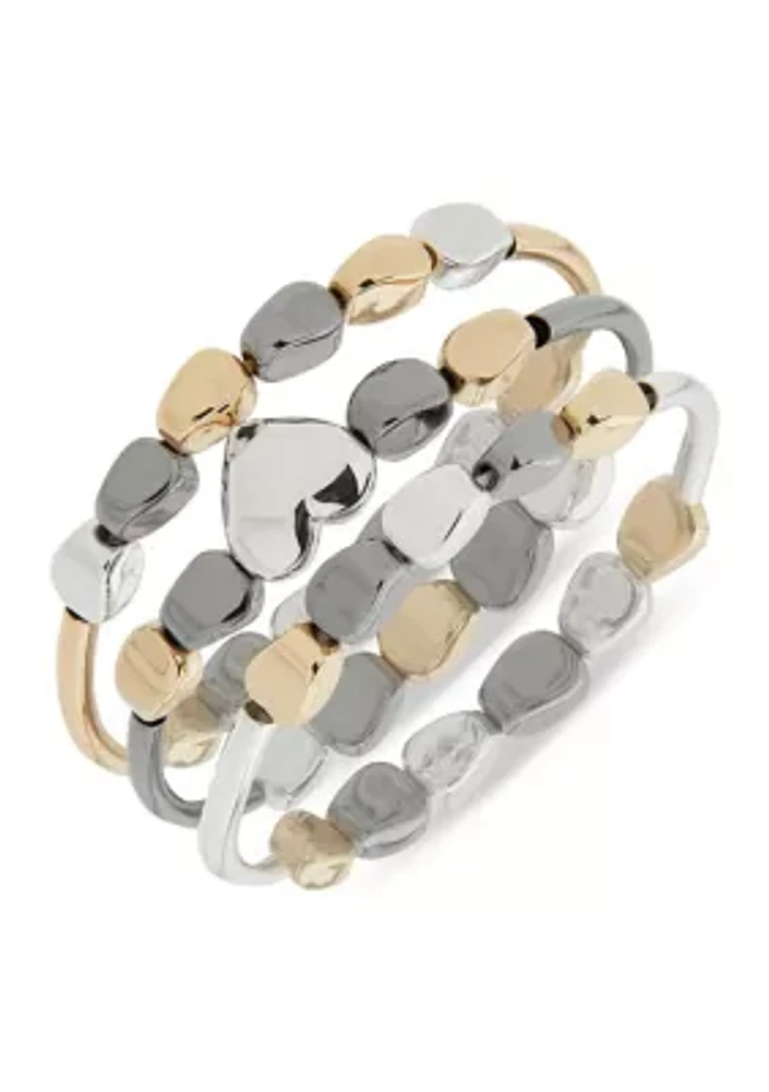 Tri Tone Stretch Bracelet Set