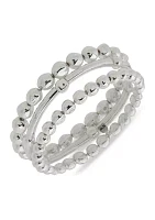 Silver Tone Organic Stretch Bracelet Set