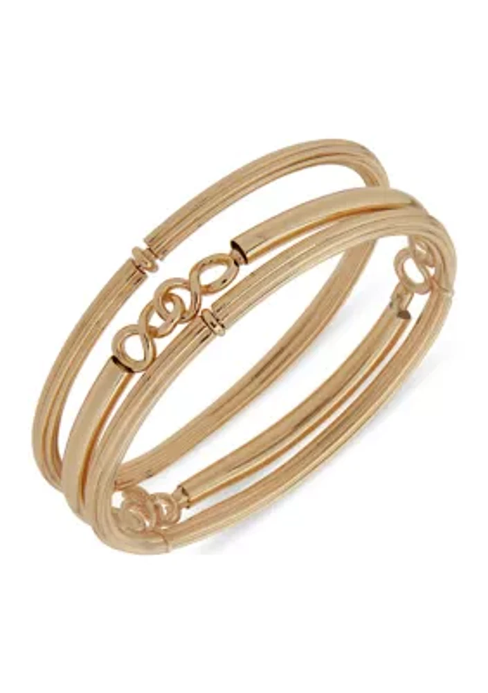 Gold Tone Infinity Stretch Bracelet Set