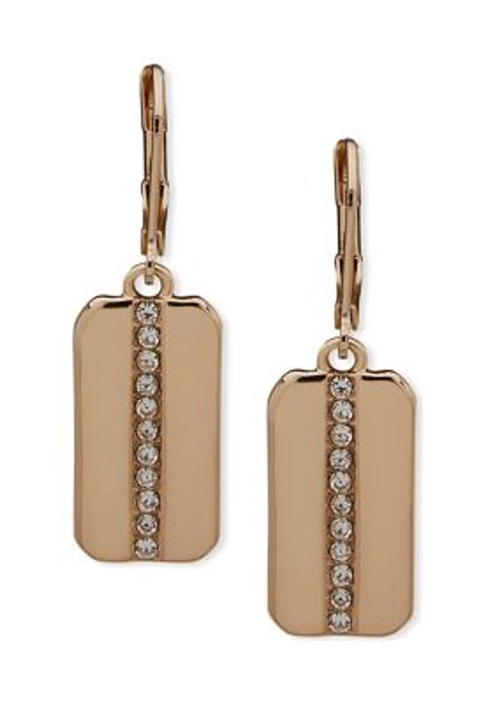 Gold Tone Crystal Drop Lever Back Earrings