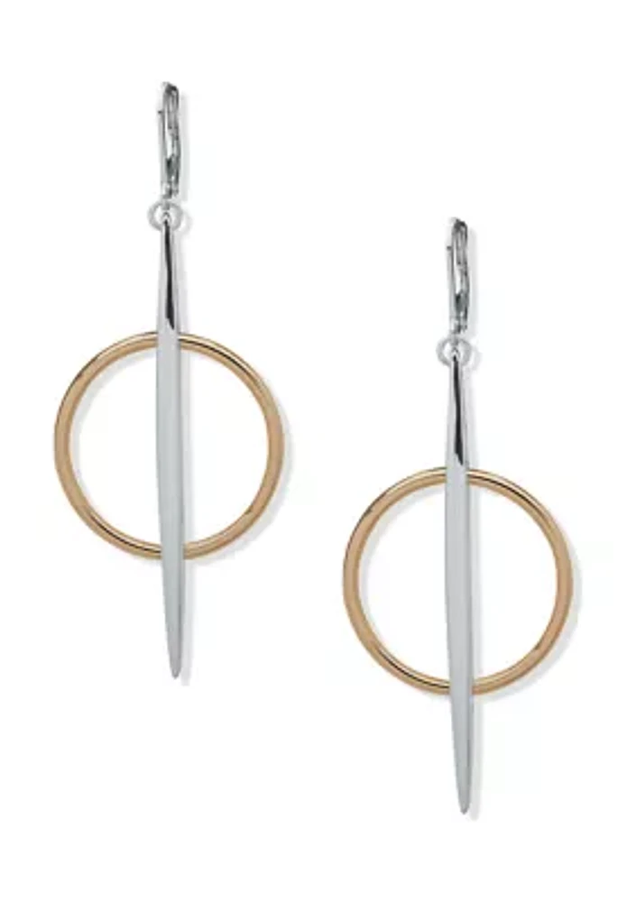 Silver Tone Multi Stick Large Orbital Earrings