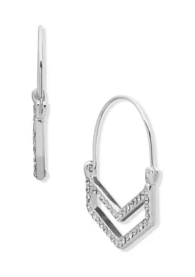 Silver Tone Crystal Pavé Chevron Threader Earrings