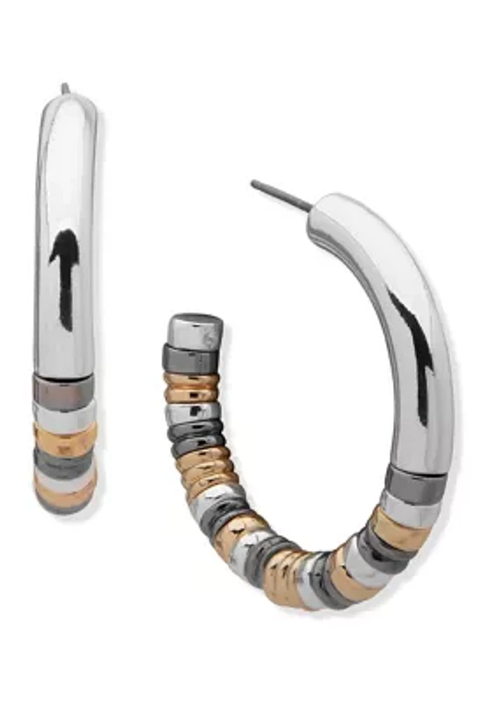 Tri-Tone 36 Millimeter Stack Hoop Earrings