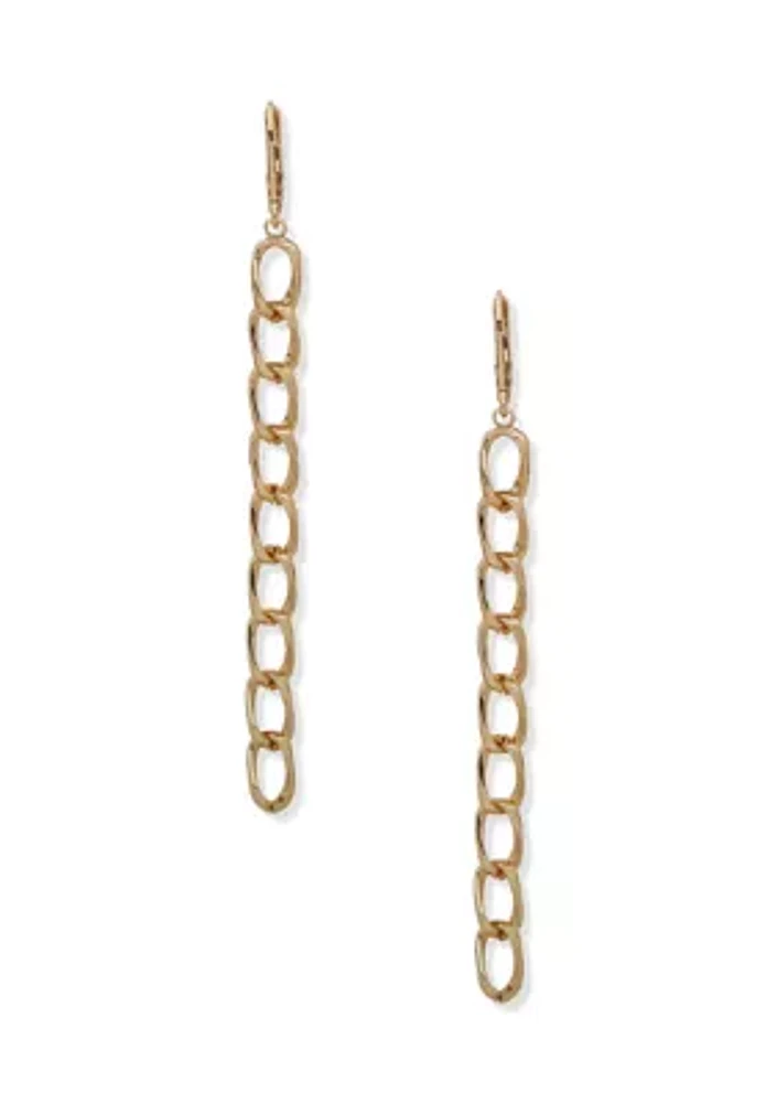 Gold Tone Chain Linear Earrings