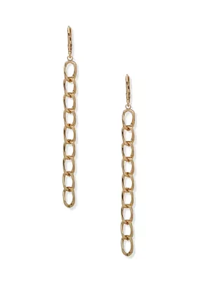 Gold Tone Chain Linear Earrings