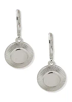 Silver Tone Disc Drop Earrings