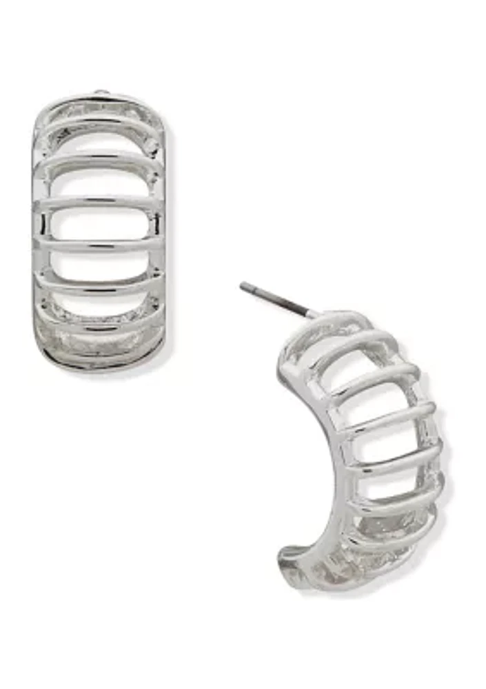 Silver Tone 23 Millimeter Half Hoop Earrings