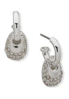 Silver Tone 23 Millimeter Crystal Huggie with Drop Earrings