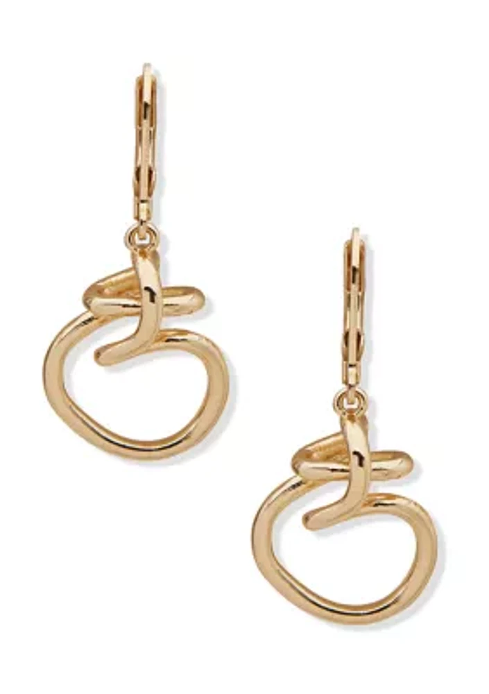 Gold Tone Twisted Lever Back Earrings