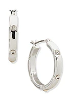 Silver Tone 24 Millimeter Crystal Small Clickit Hoop Earrings