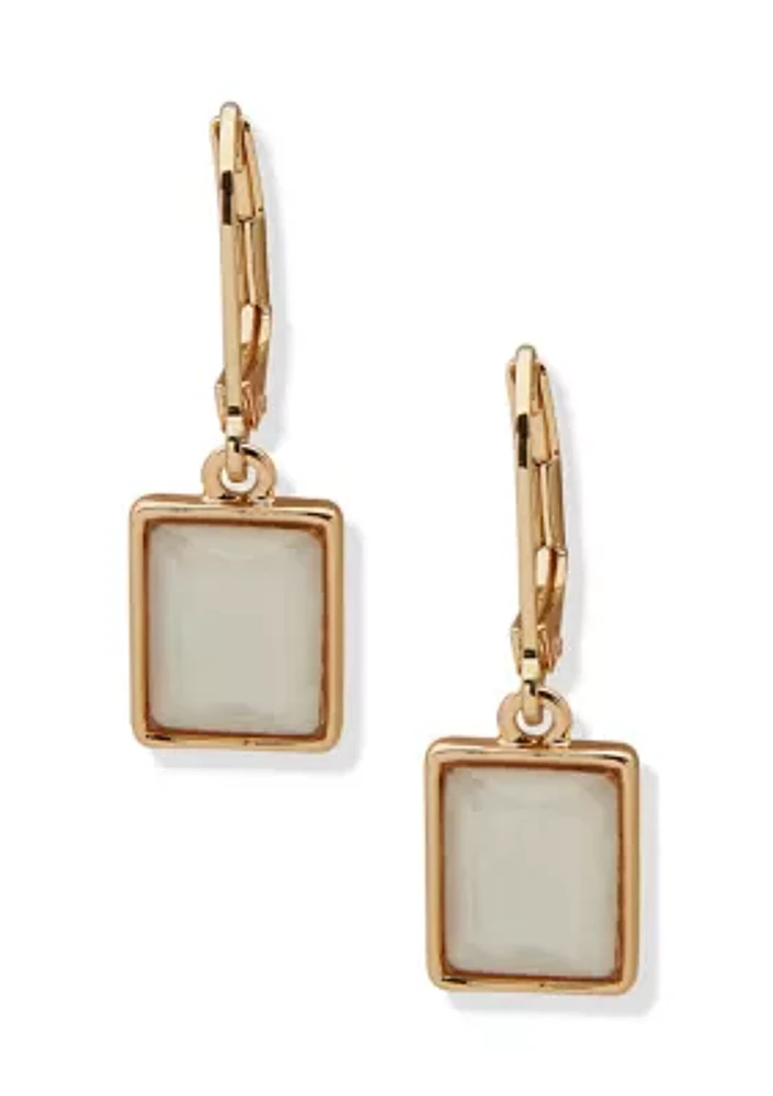 Square Stone Drop Earrings