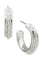 Silver Tone 26 Millimeter Chain Hoop Earrings