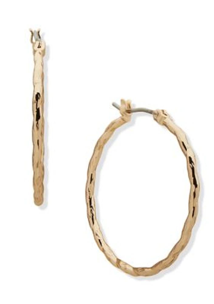 Gold Tone Millimeter Tight Twist Hoop Earrings