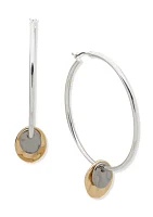 Tri Tone 53 Millimeter Disc Hoop Earrings