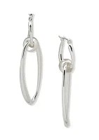 Silver Tone 53 Millimeter Hoop Click Top Earrings