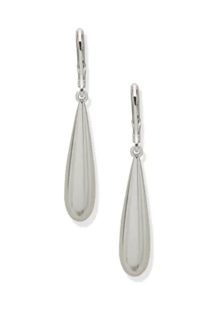 Silver Tone Multi Drop Linear Lever Back Earrings