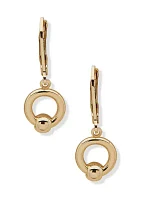 Gold Tone Sphere Drop Lever Back Earrings