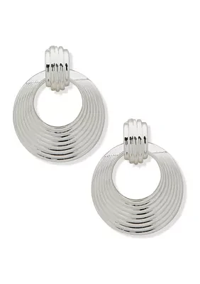 Silver Tone Twisted Doorknocker Earrings