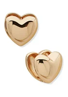 Gold Tone 15 Millimeter Heart Huggie Earrings