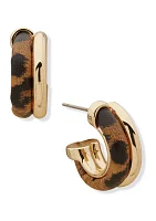 Gold Tone Brown 20 Millimeter Huggie Post Earrings