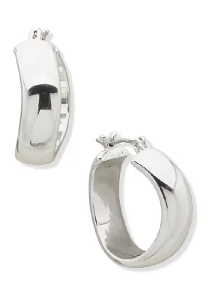 Silver Tone 24 Millimeter Wavy Hoop Earrings