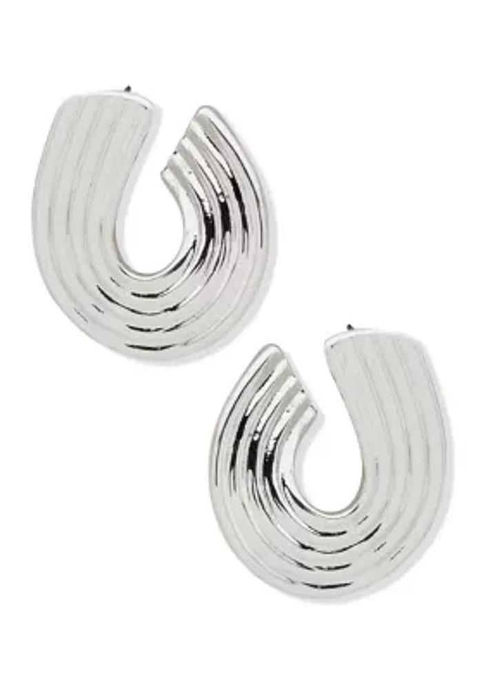 Silver Tone 30 Millimeter Twist Hoop Earrings