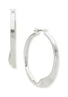 Silver Tone 35 Millimeter Twisted Hoop Earrings