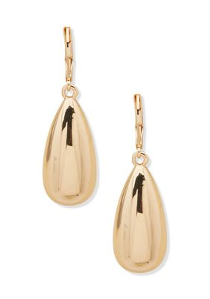 Puffy Teardrop Lever Back Earrings