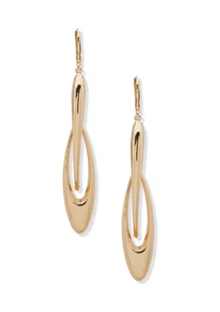 Gold Tone Orbital Lever Back Earrings