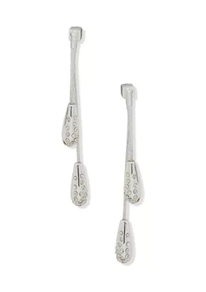 Silver Tone Crystal Pavé Drop Front Back Post Earrings