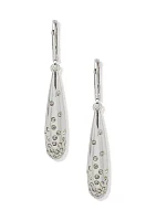 Silver Tone Crystal Pavé Drop Lever Back Earrings