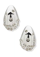 Silver Tone Crystal Pavé Teardrop Stud Post Earrings