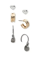 Tri Tone Pear Trio Post Earrings Set