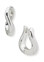 Silver Tone 14 Millimeter Twisted Huggie Earrings