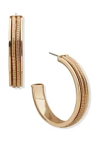 Gold Tone 38 Millimeter Stacked Chain Hoop Earrings