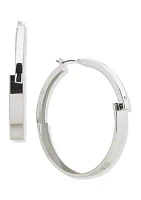 Silver Tone 51 Millimeter Hoop Clicktop Earrings