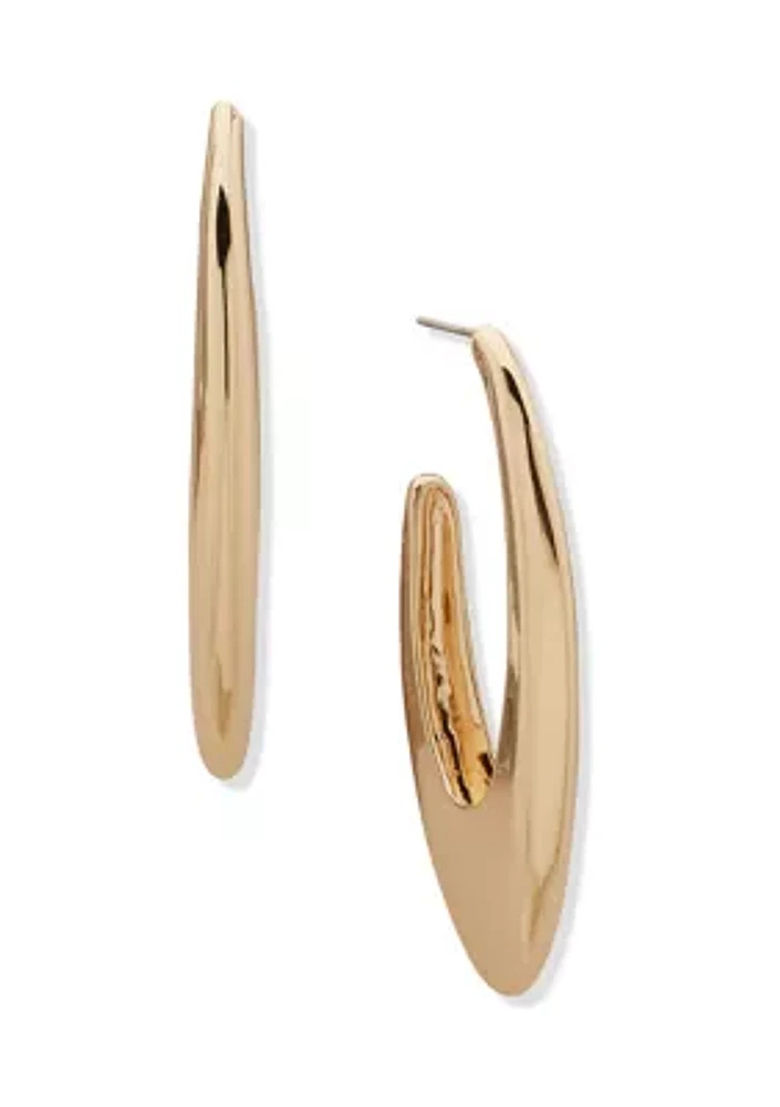 Gold Tone 55 Millimeter Tapered Hoop Earrings