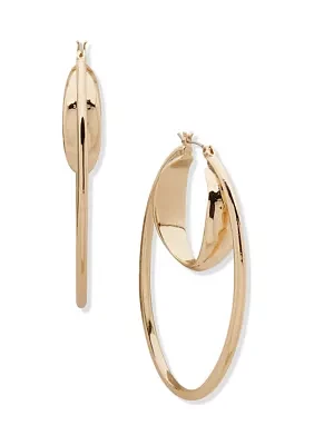 Gold Tone 60 Millimeter Double Hoop Earrings