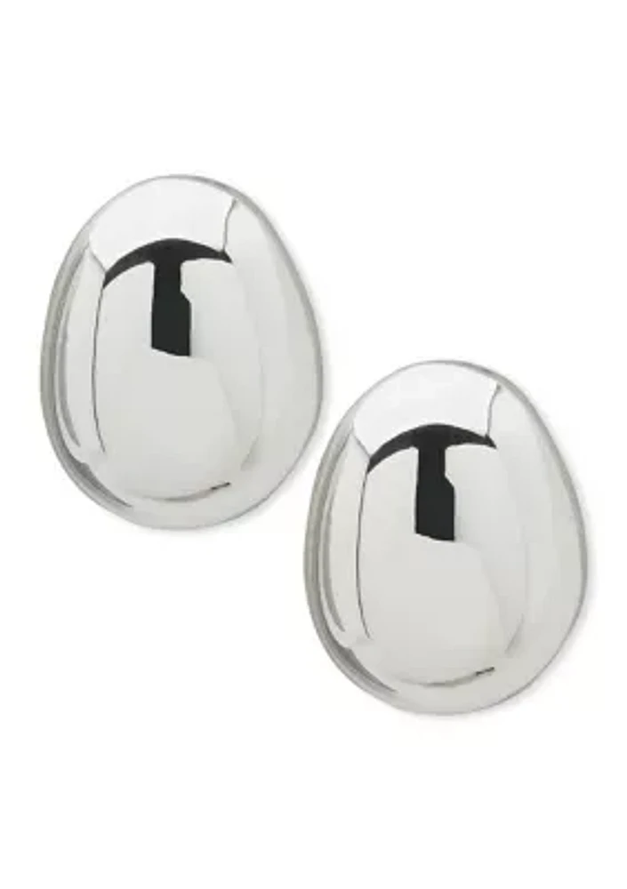 Silver Tone Puffy Stud Earrings