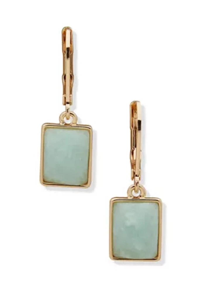 Square Drop Lever Back Earrings