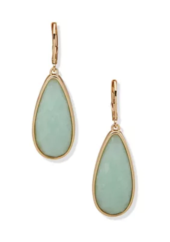 Stone Teardrop Lever Back Earrings