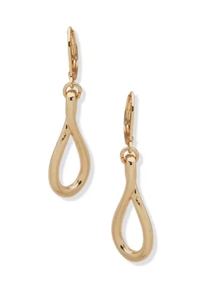 Gold Tone Infinity Drop Linear Earrings