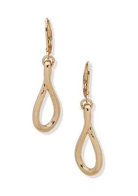 Gold Tone Infinity Drop Linear Earrings