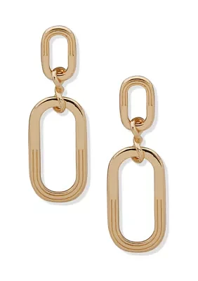 Gold Tone Link Drop Post Earrings