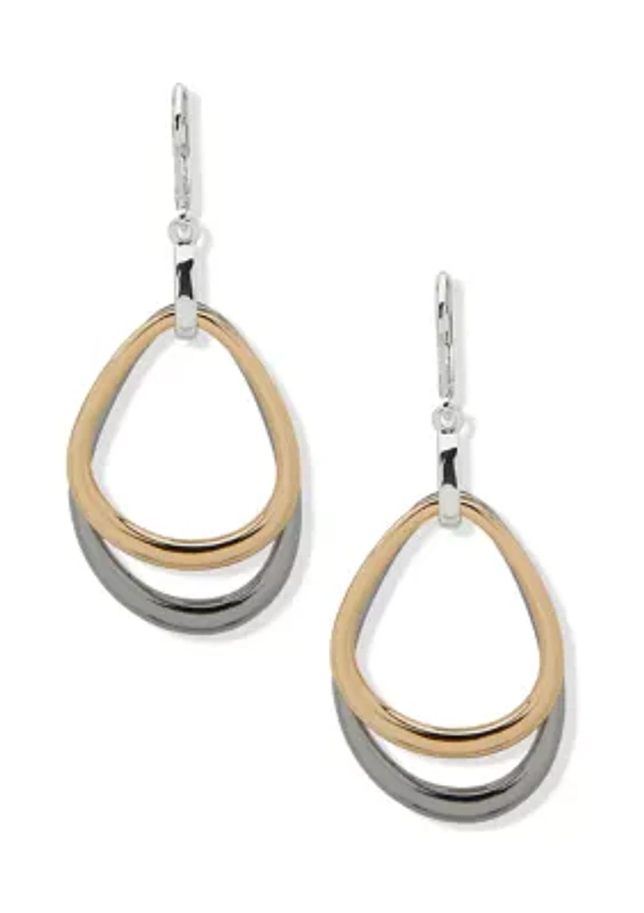 Tri Tone Multi Open Teardrop Earrings