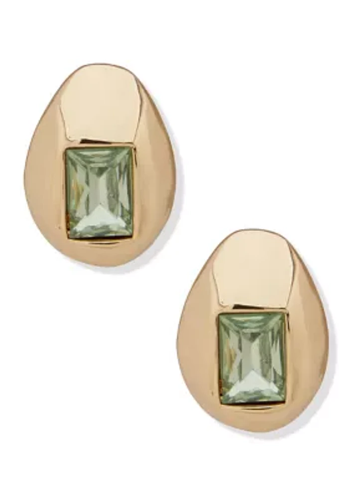 Gold Tone Green 24 Millimeter Geode Huggie Earrings