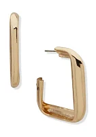 Gold Tone Twisted Square Hoop Earrings