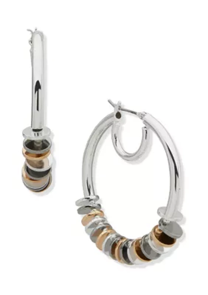 Tri Tone Multi 43 Millimeter Hoop Earrings