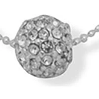 Silver Tone 17" Multi Row Pavé Ball Necklace