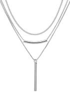 Silver Tone 16'' Multi Row Necklace